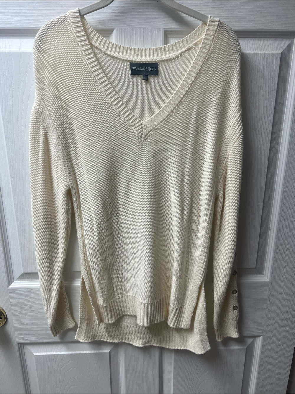 Michael Stars Ivory V-Neck Pullover Sweater